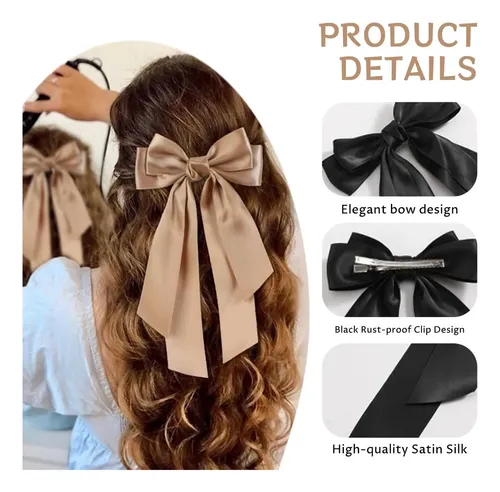 -bows 6 Lazos Para El Pelo Para Niñas, Doble Capa De Satén