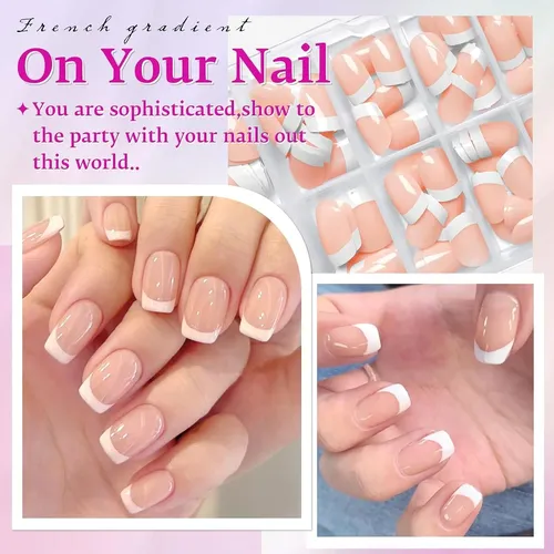 Uñas Postizas French Tips Nude Extra Short Cuadra