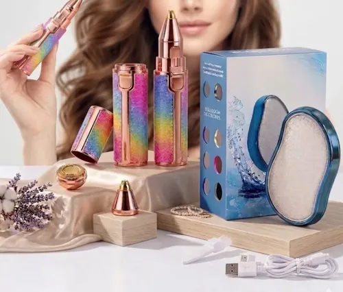 Kit Depilador Facial 2en1 Cejas Nariz + Piedra Depiladora
