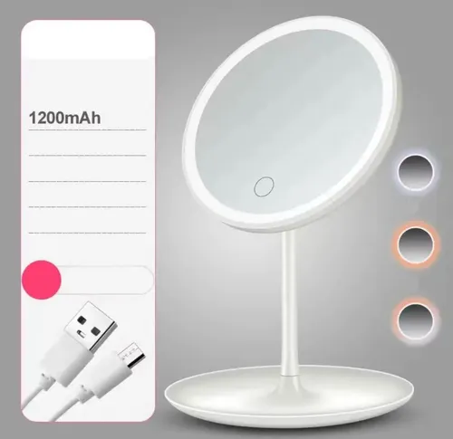 Espejo de Maquillaje Círculo Luz LED Beautifull 3 Temperaturas USB 30cm