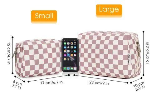 Narwey Pequeña Bolsa De Maquillaje A Cuadros Para Bolso Mini