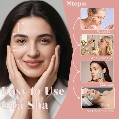 Rodillo Facial Y Gua Sha Werncy Jade Verde Oscuro