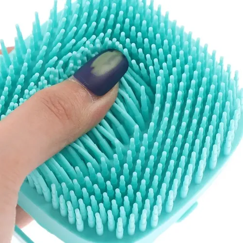 Cepillo Dispensador Jabón Silicona Limpiador Corporal Masaje Fragancia Celeste