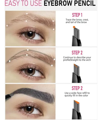 Lápiz De Cejas Impermeable Yfulfill Gris 0.5mm Doble