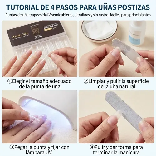 Tips Uñas Soft Gel Almendra Mate 240pcs 15 Tamaños
