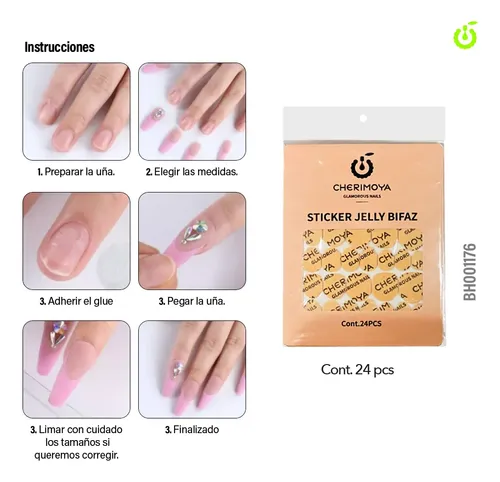 Sticker Adhesivo Pegamento Para Tips Uñas Postizas Cherimoya