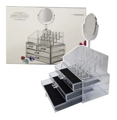 Organizador Acrílico De Maquillajes Y Cosméticos Con Espejo