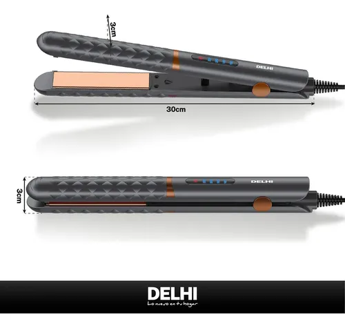 Planchita De Pelo 4 Niveles Cerámica Delhi 35w Pantalla Led Gris