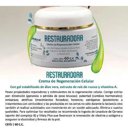 Crema Restauradora Regeneradora Aloe Ruscus Vida Natural