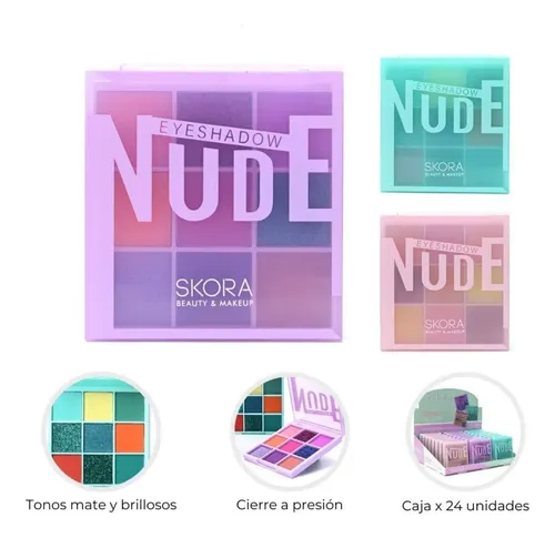 Paleta De Sombras Nude Skora Glow Vibes X9 Tonos