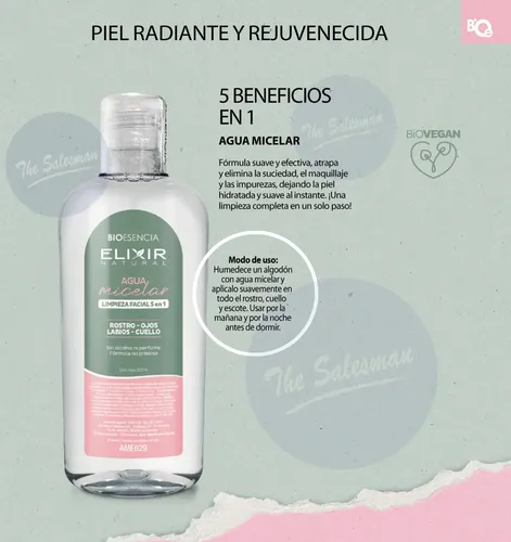 Agua Micelar Elixir Natural, Limpieza Facial 5 En 1