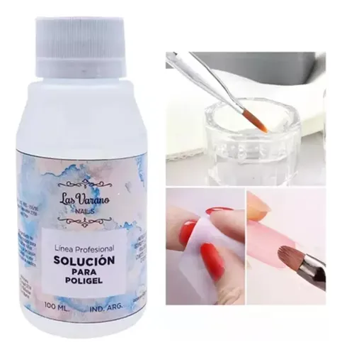 Kit X5 Polygel 30ml Solución Capsulas Dual Pincel Repujador