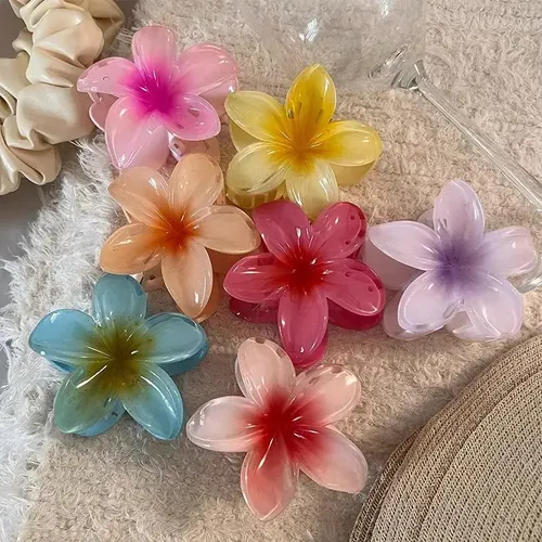 Pack 12 Broches Pinzas Pelo Flor Hawaiianas Hibiscus Bali