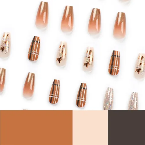 Pegatinas Para Uñas Con Degradado Brillante Y Hojas De Arce