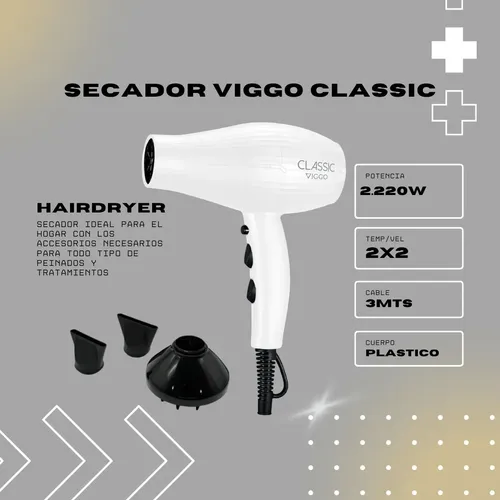 Secador De Pelo Viggo Classic Colores Profesional 2200w Color Amarillo