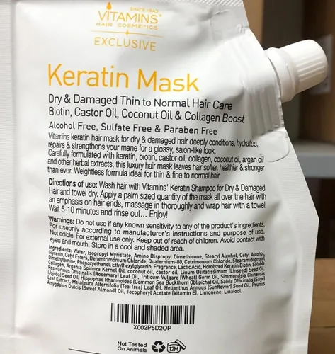 Mascarilla Capilar Vitamins Hair Cosmetics Keratina 100ml