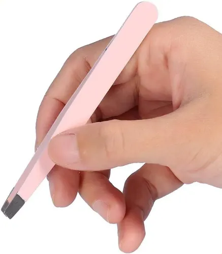 Juego De 2 Pinzas Para Cejas De Acero Inoxidable Negro