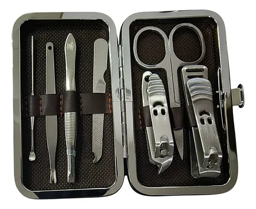 Set Manicura De Viaje X 7 Piezas Estuche Acero Quirurgico