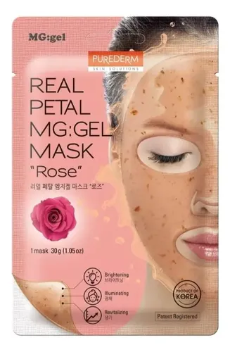 Purederm mascarilla real petal mg gel rosa hidrata ilumina tipo de piel mixta