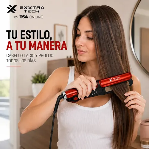 Planchita de Pelo Exxtra Tech con Tecnología Iónica, Cerámica y Turmalina