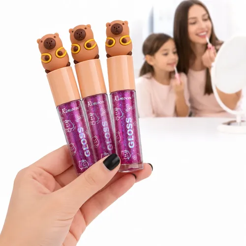 Lip Gloss Capibara Kawaii Brillo Labial Glitter X6
