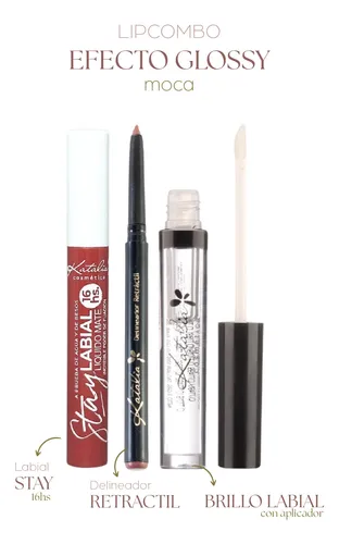 Kit X3 Lipcombo Labiales Efecto Glossy Tono Moca Katalia