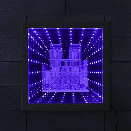 Espejo Led Infinito Rgb Túnel Vórtice Madera Decoración