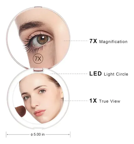 Espejo De Maquillaje De Viaje Con Luz Led Benbilry, 1x/7x…
