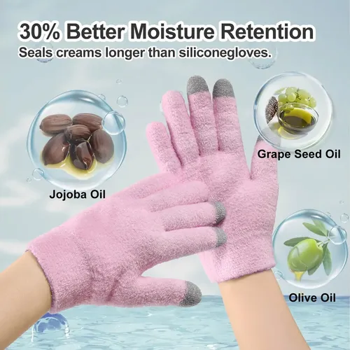 Guantes De Silicona Hidratantes Con Vitamina E Rosa