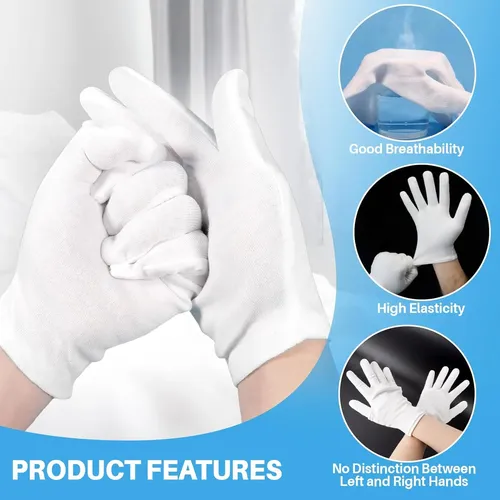 Guantes Algodón Blancos Reutilizables Para Manos Secas