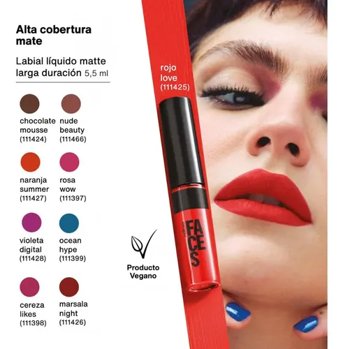 Lápiz labial mate Faces Natura 12h Color Marsala Night Long Wear