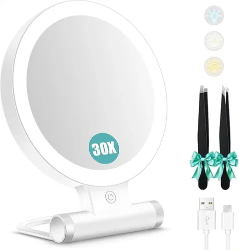 B Beauty Planet Espelho De Aumento Com Luz 30x, Dupla Blanco