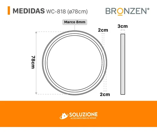Espejo Redondo Luz Led Frontal 80cm Premium Fría Cálida