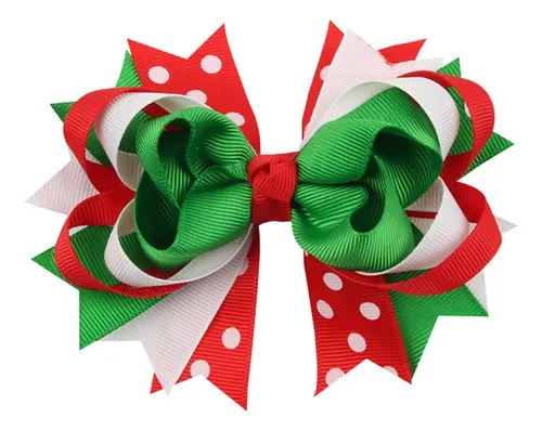 13 Pinzas Para El Pelo Con Forma De Lazo Con Diseño Navideño