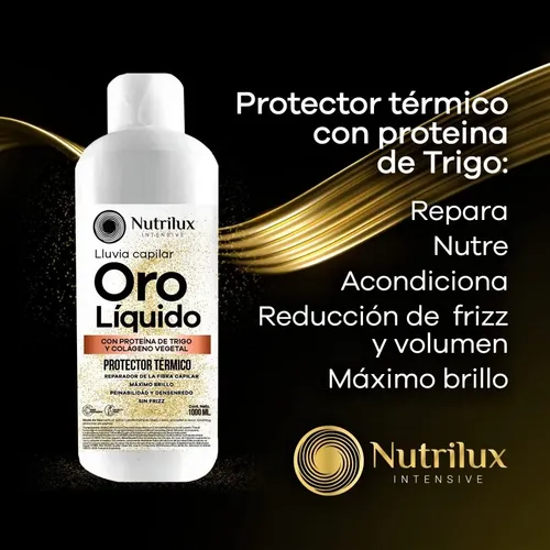 1 Litro Protector Térmico Oro Liquido Pre Planchita Luxury