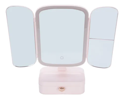 Espejo De Maquillaje Iluminado De 3 Pliegues, Color Organiza
