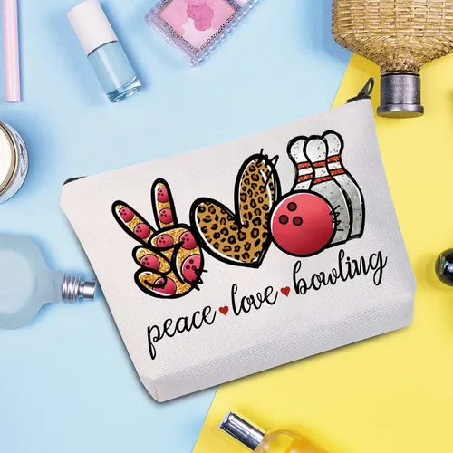 Bolso De Maquillaje Cosmético Wzmpa Bowling Paz Amor Bola De