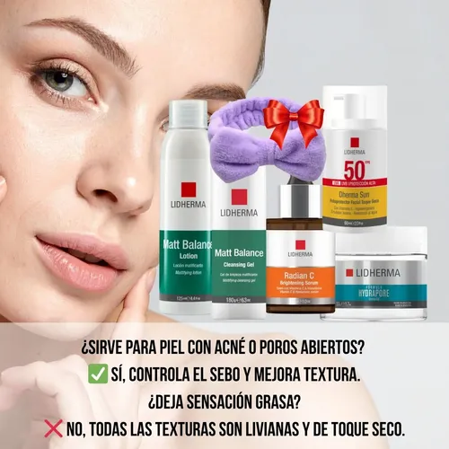 Rutina Facial Skincare Piel Mixta Grasa Lidherma Hialuronico