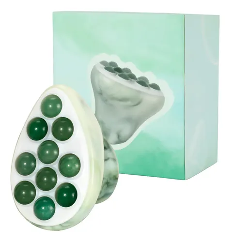 Rodillo Facial Acmebeauty Jade Masajeador Drenaje Azul