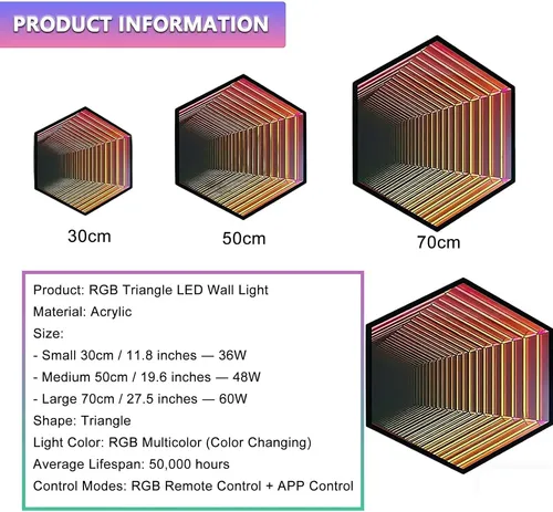 Lámpara Espejo Led Infinito Rgb 3d Control App 30cm