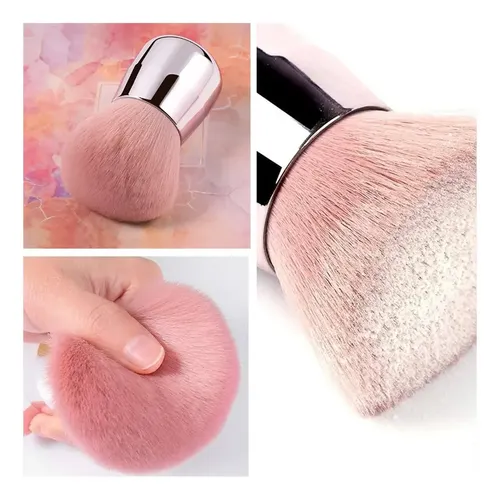 Brocha Profesional Kabuki Pelo Corto Sintetico Alta Calidad Color Rosa