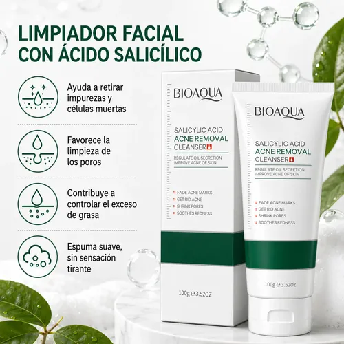 Limpiador Facial Bioaqua Ácido Salicílico Acné Y Poros 100g