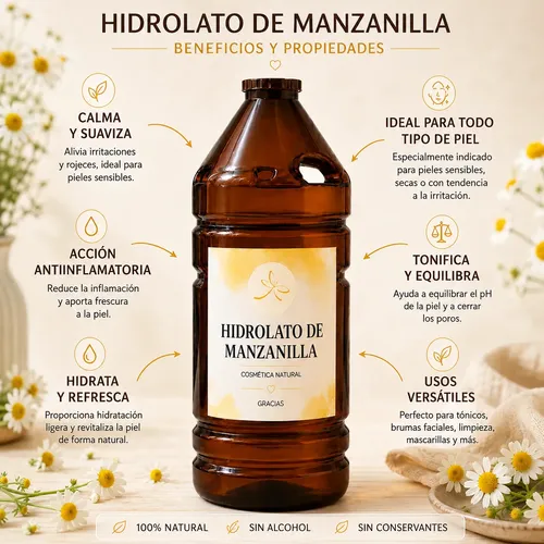 Agua,hidrolato Manzanilla 100 Ml Uso Cosmético Tonico Facial