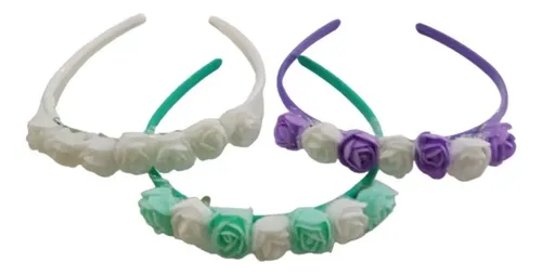 Vincha Nena Flores Color Infantil Accesorios Pelo Pack X 12