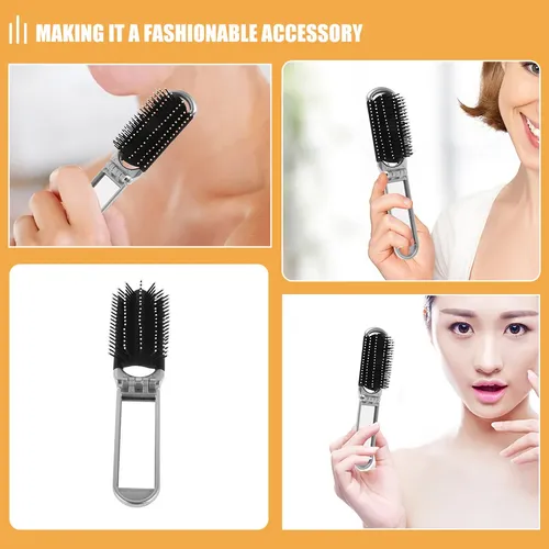 2 Piezas Cepillo De Cabello Portátil Y Plegable Con Espejo
