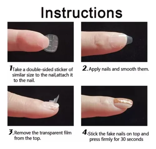 5 Planchas Adhesivo Bifaz Para Pres On Nails Uñas Postizas