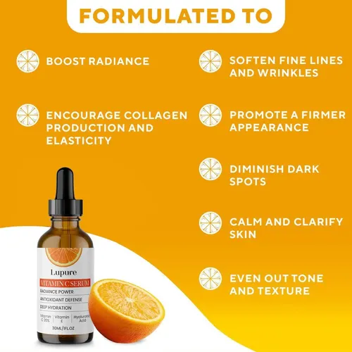 Sérum Lupure Con Vitamina C Al 20% Para Cuidado Facial, 1 On Todo Tipo De Piel Día/noche