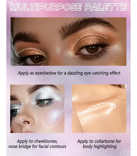 Paleta De Sombras Glitter Rosa Alta Pigmentación 2.6g