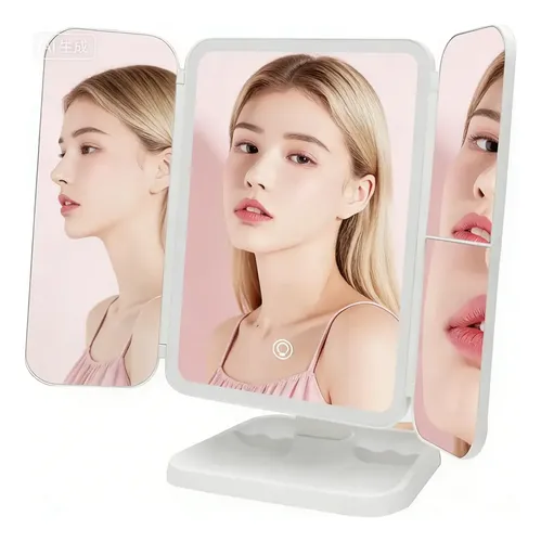 Espejo Para Maquillaje Luz Led 3 Niveles Aumento Giratorio