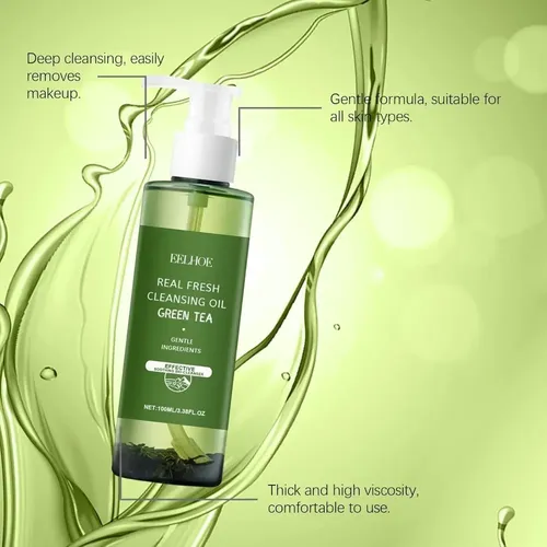 Aceite Limpiador Té Verde, Desmaquillante Suave .